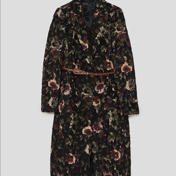 ZARA Floral Jacquard Coat - Size S - Picture 3 of 7